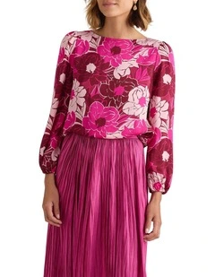 Seraphina Viscose Blouse in Pomegranate Multi