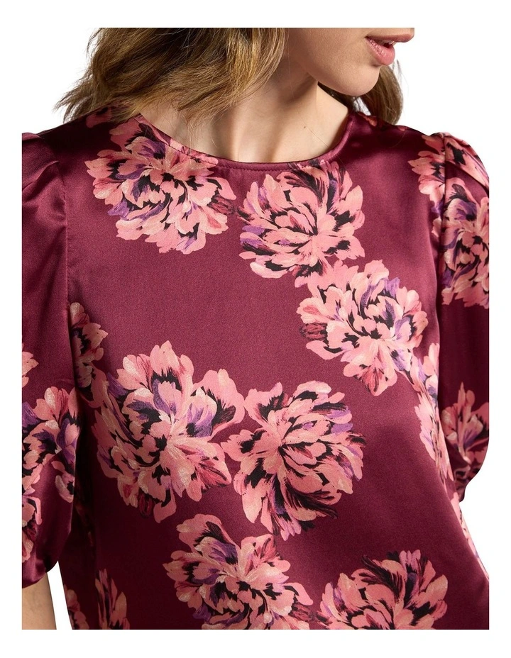 Delanie Silk Blouse in Shiraz Red Multi image 3