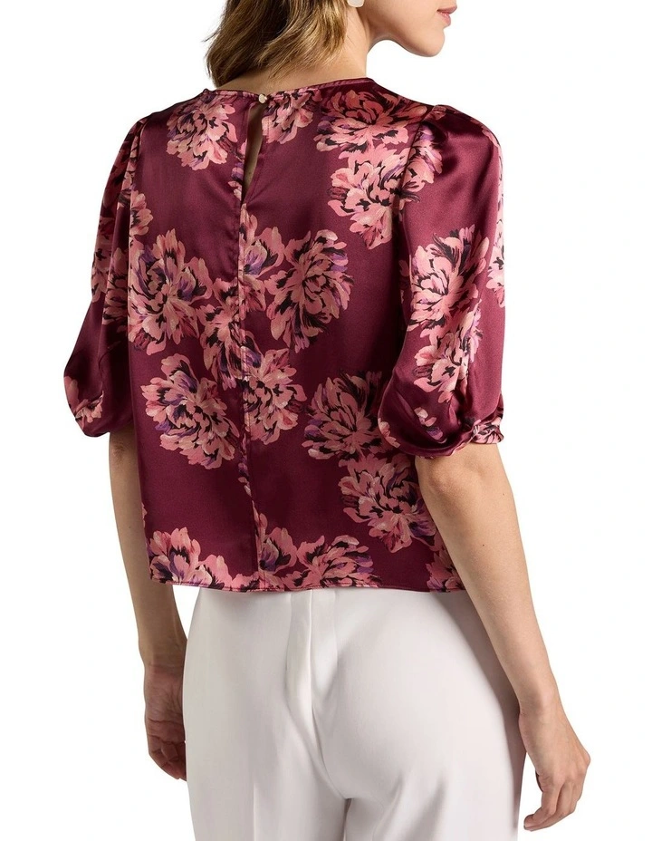 Delanie Silk Blouse in Shiraz Red Multi image 4