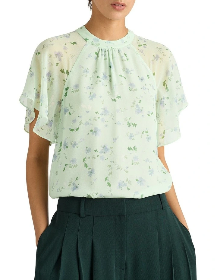 Edie Silk Blouse in Sage Multi image 1