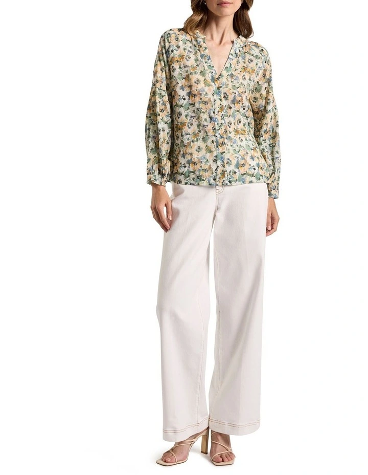 Seattle Cotton Blouse in Sage Multi image 2