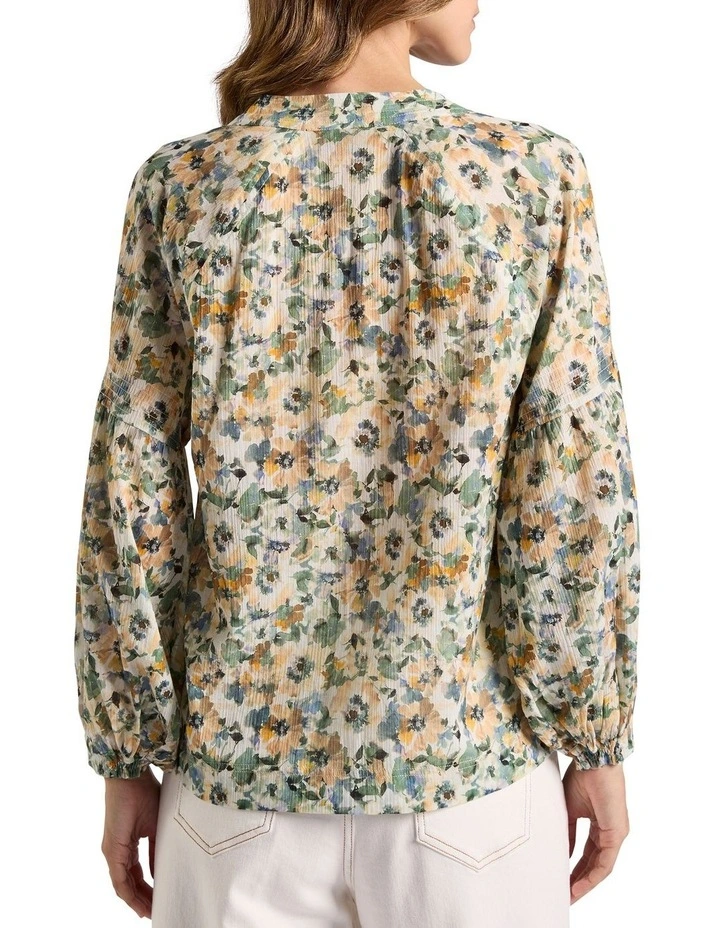 Seattle Cotton Blouse in Sage Multi image 4