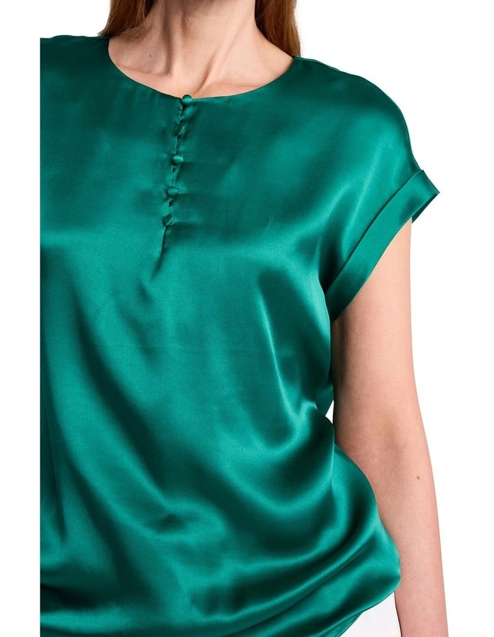 Evande Silk Blouse in Teal image 3
