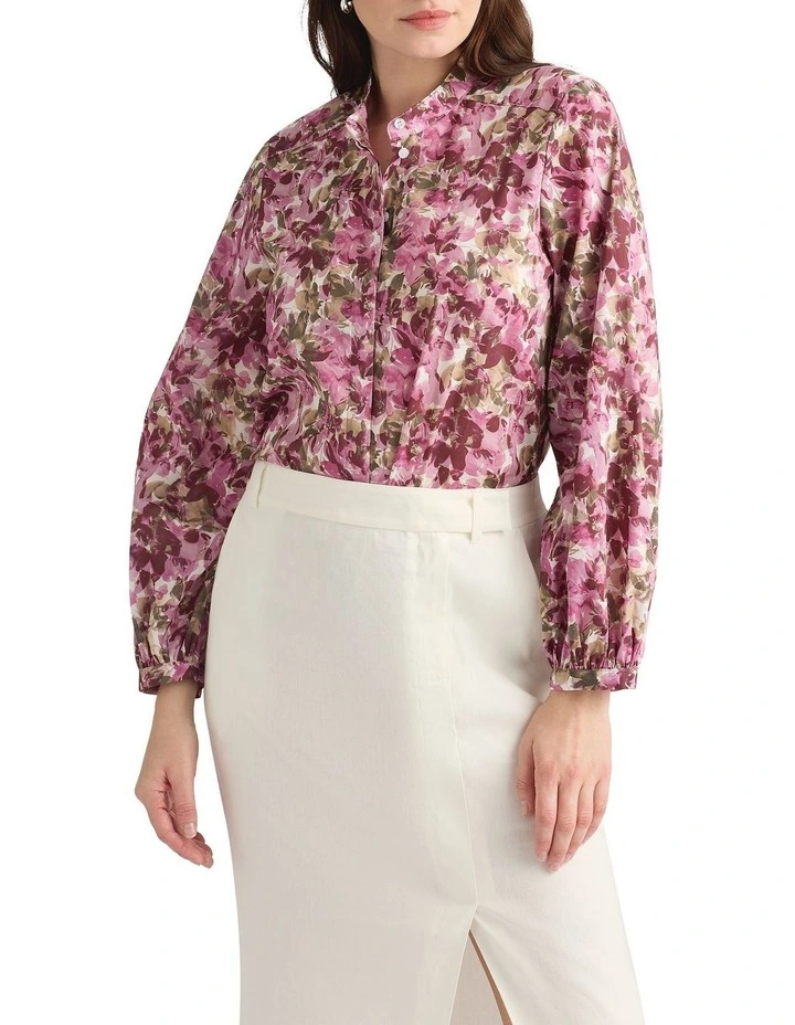 Tessano Cotton Blouse in Mauve Multi image 2