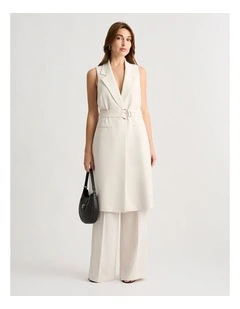 Maude Longline Vest in Almond