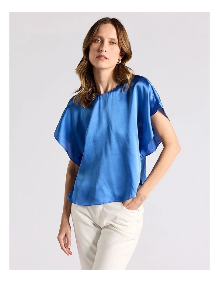 Orion Silk Blouse in Topaz Blue image 2