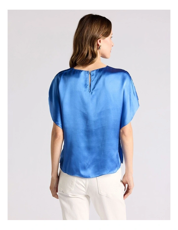 Orion Silk Blouse in Topaz Blue image 3