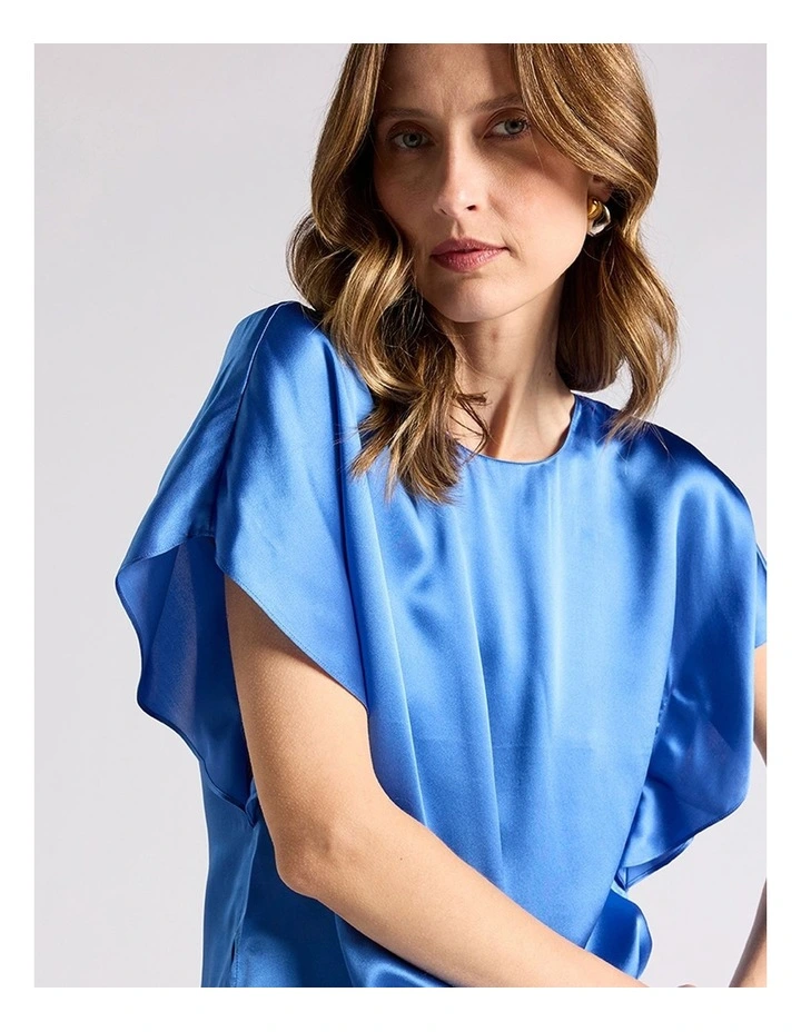 Orion Silk Blouse in Topaz Blue image 4