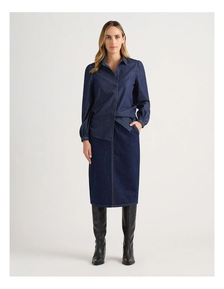 Ellena Chambray Blouse in Chambray image 1