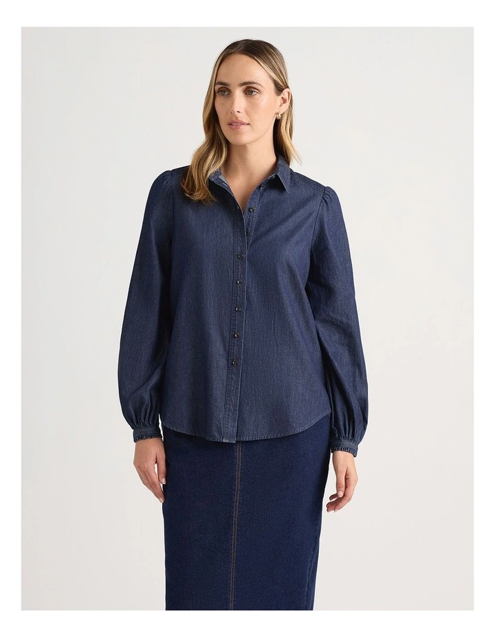 Ellena Chambray Blouse in Chambray image 2