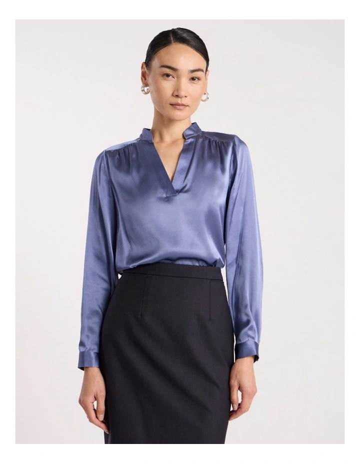 Cristobal Silk Blouse in Cadet Blue image 2