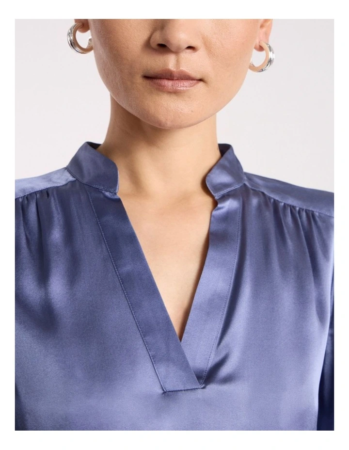 Cristobal Silk Blouse in Cadet Blue image 3