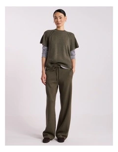 Anwar Merino Knit Vest in Olio Green