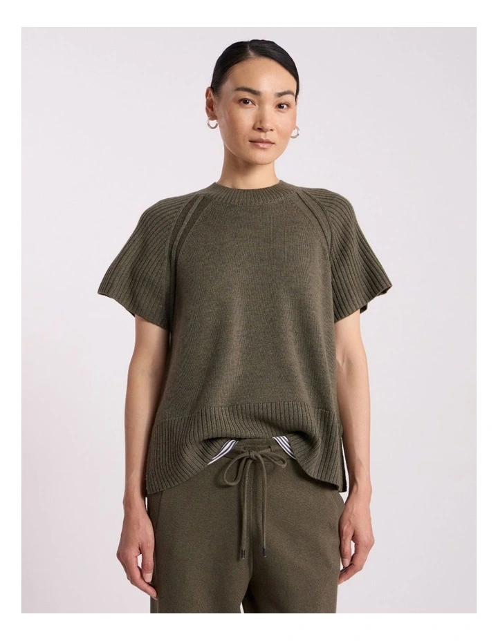 Anwar Merino Knit Vest in Olio Green image 2