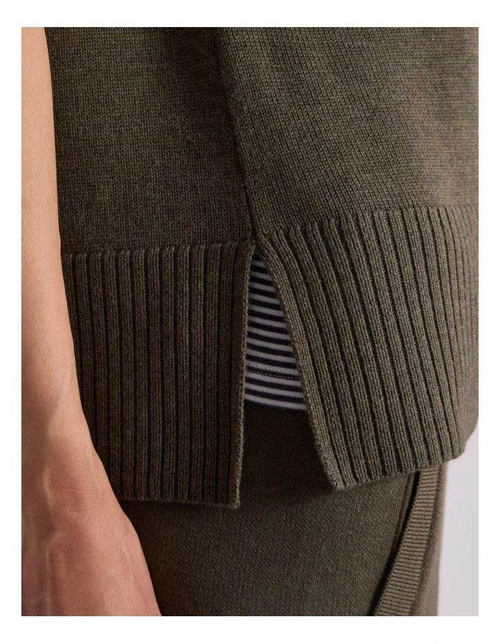 Anwar Merino Knit Vest in Olio Green image 3