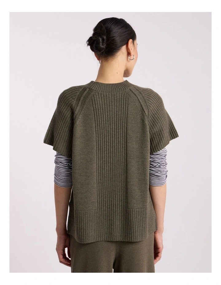 Anwar Merino Knit Vest in Olio Green image 5