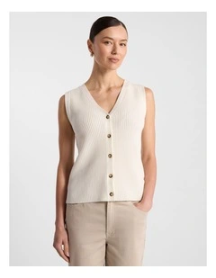 Tatyana Merino Knit Vest in Ivory