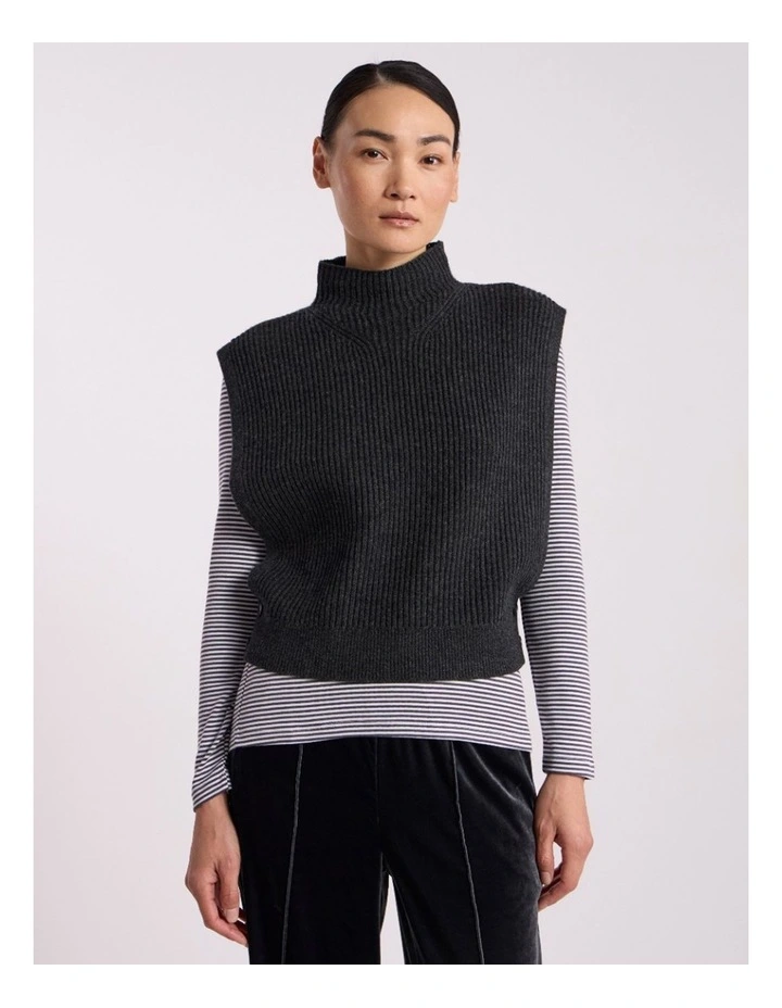 Ari Wool Blend Gilet in Charcoal Melange image 2