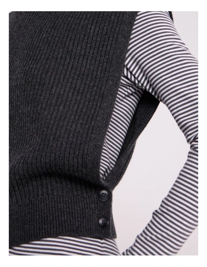 Ari Wool Blend Gilet in Charcoal Melange image 3