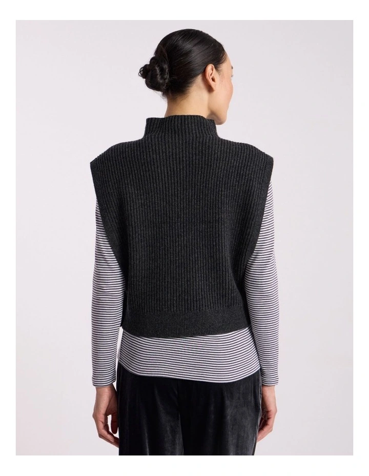 Ari Wool Blend Gilet in Charcoal Melange image 5