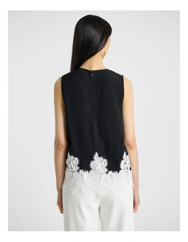Melody Lace Top in Black/White image 3