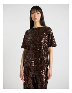 Maura Sequin Top in Bronze