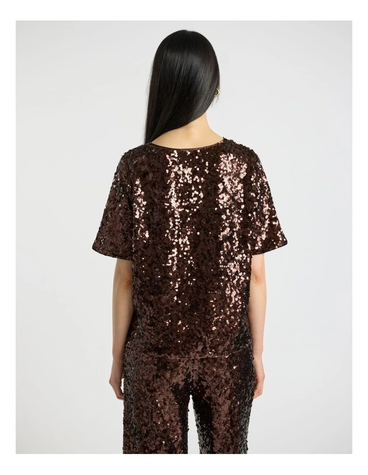 Maura Sequin Top in Bronze image 3