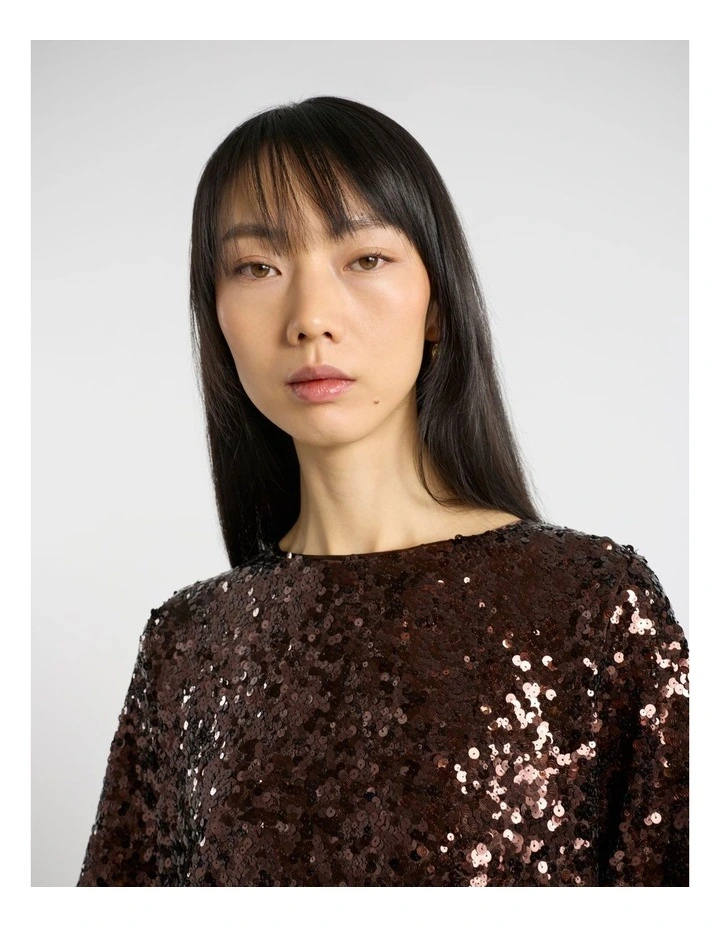 Maura Sequin Top in Bronze image 4