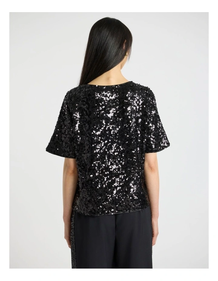 Maura Sequin Top in Black image 3