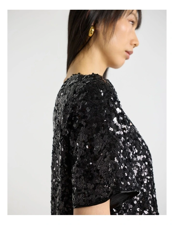 Maura Sequin Top in Black image 4