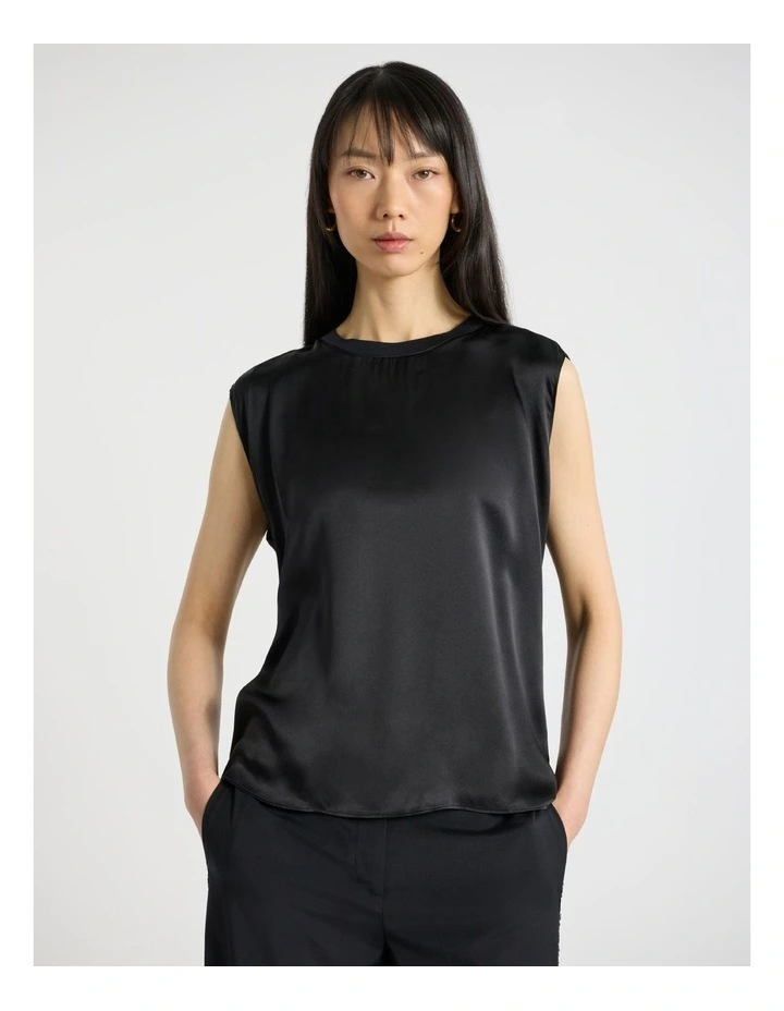 Staria Silk Mix Top in Black image 1