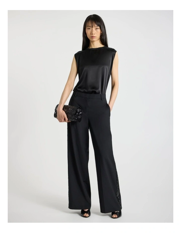 Staria Silk Mix Top in Black image 2
