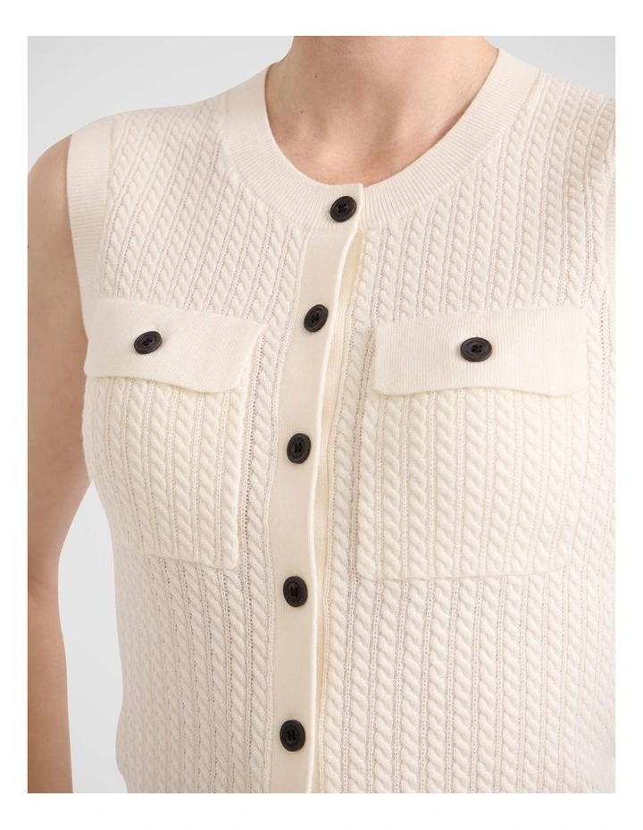 Estella Knit Vest in Ivory image 3