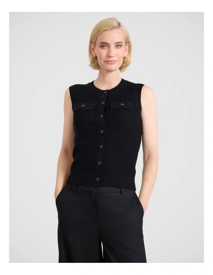 Estella Knit Vest in Black image 2