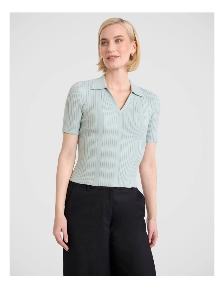 Tani Knit Polo in Jade Green image 1