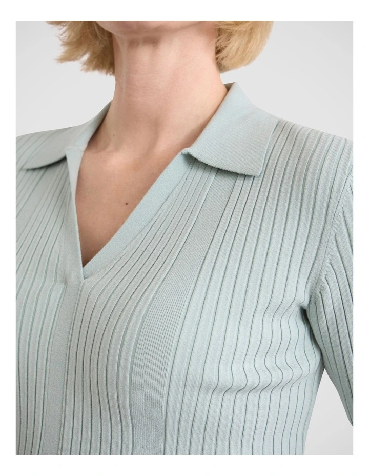 Tani Knit Polo in Jade Green image 3