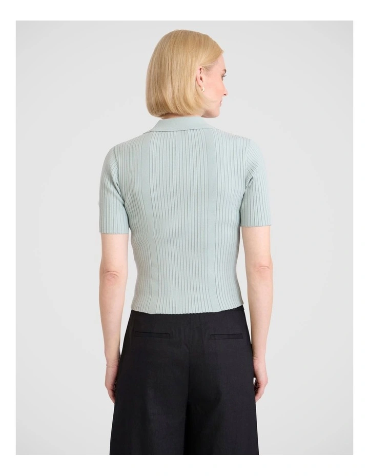Tani Knit Polo in Jade Green image 4