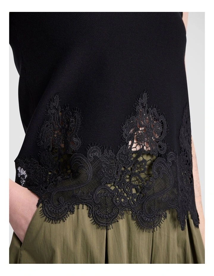 Flora Lace Knit Top in Black image 3