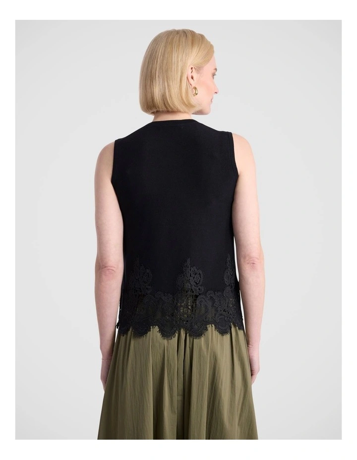 Flora Lace Knit Top in Black image 5