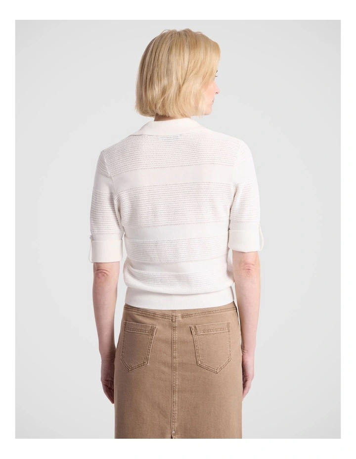 Brandie Knit Polo in Ivory image 4