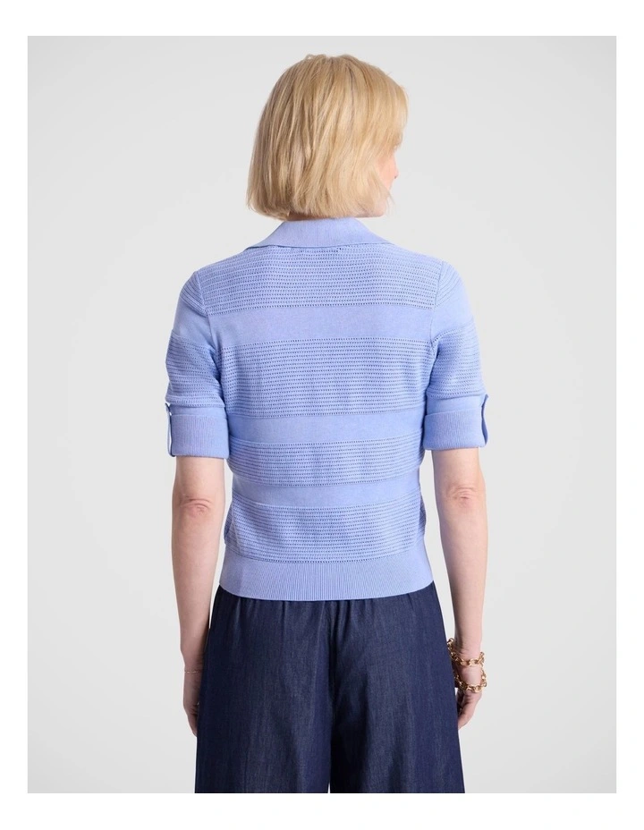 Brandie Knit Polo in Hyams Blue image 4