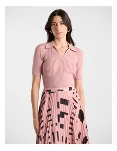 Tani Knit Polo in Rose