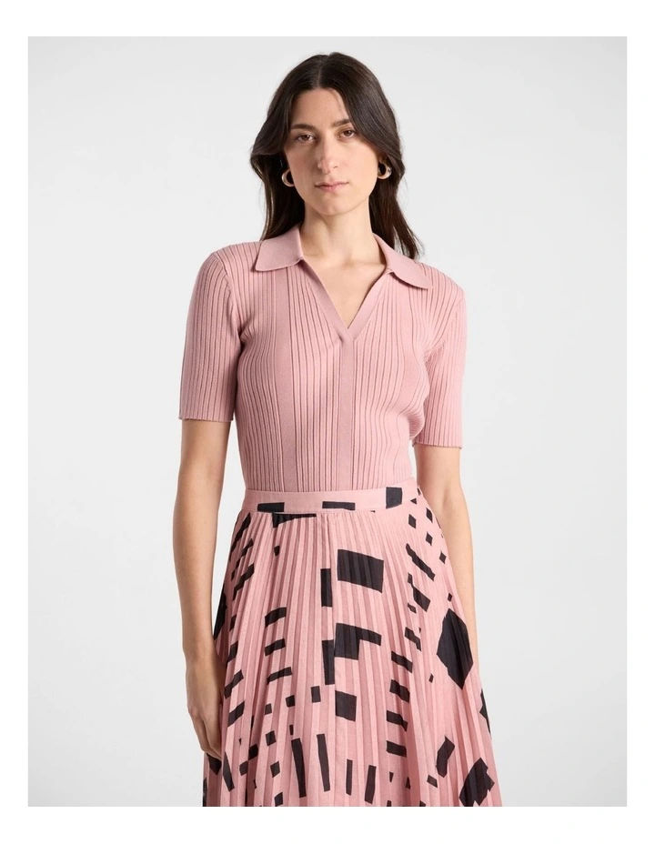 Tani Knit Polo in Rose image 1
