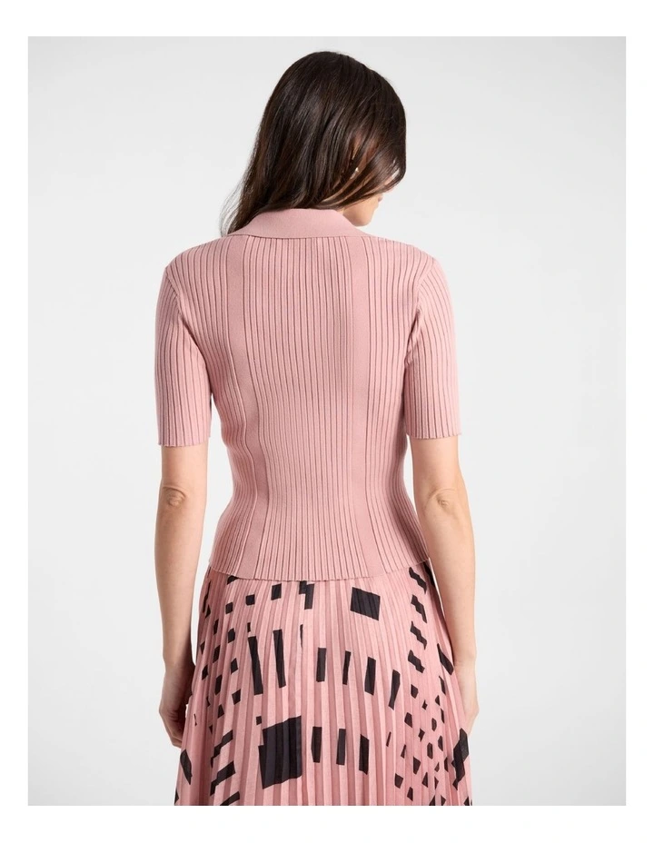 Tani Knit Polo in Rose image 3