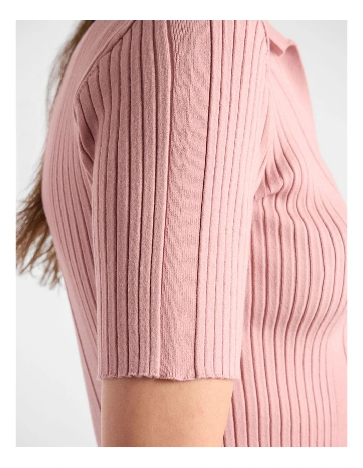 Tani Knit Polo in Rose image 4