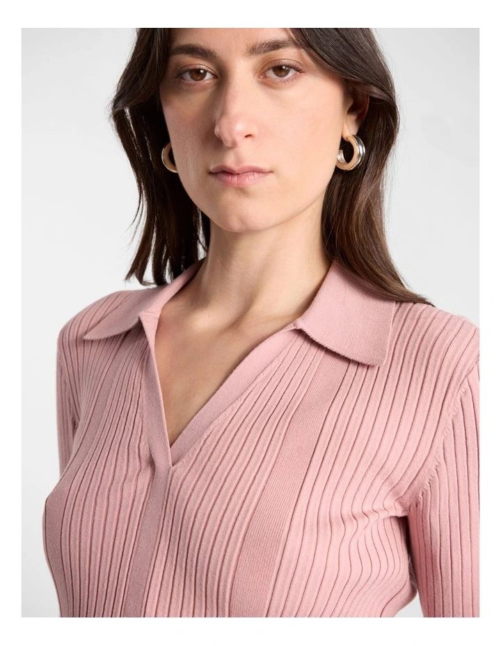 Tani Knit Polo in Rose image 5