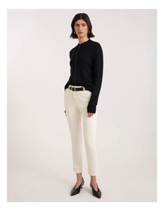 Zip Thru Merino Cardi in Black
