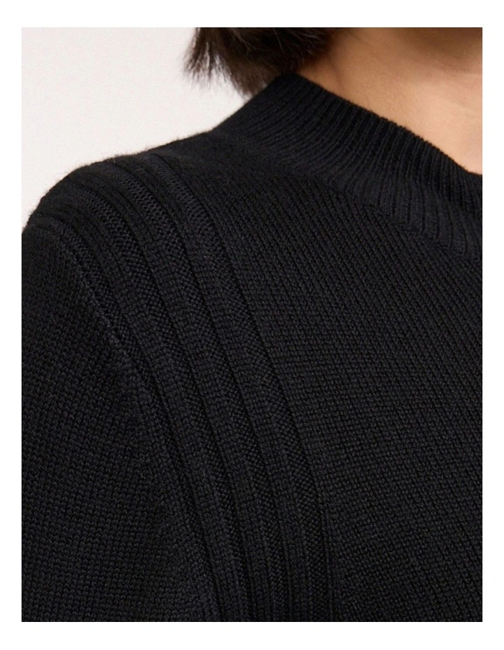 Zip Thru Merino Cardi in Black image 4