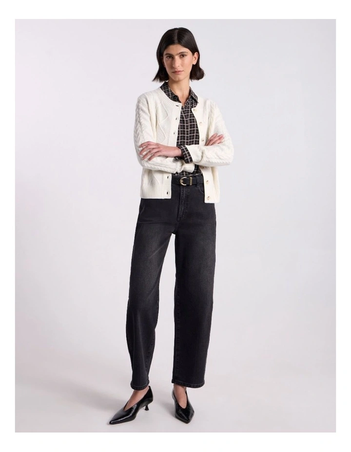 Natalie Cable Knit Cardigan in Ivory image 1