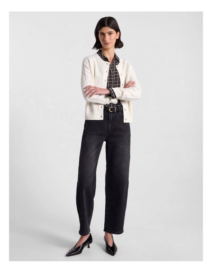 Natalie Cable Knit Cardigan in Ivory image 2